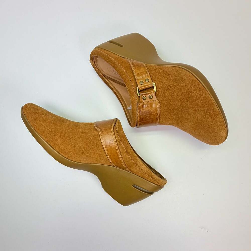 Cole Haan Women's Brown Suede Wedge Mule Clogs with Buckle Detail Size 8.5 B - Picture 13 of 15